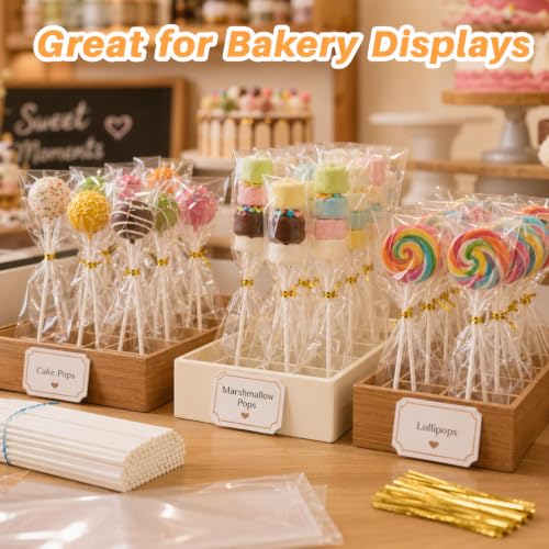 RAINFLOW 600 Pcs Cake Pop Sticks and Wrappers Kit for Candy and Parties