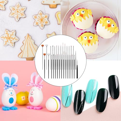 30 Pcs Cake Decorating Brushes Food Safe Paint Brushes Multiple Function Fondant Brush Cookie Brush DIY Tool Set Icing Pastry Brushs for Painting Baking (Black, White)