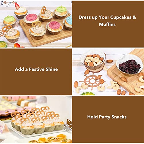 Gifbera Natural Metallic Foil Cupcake Liners - Standard Size Baking Cups Muffin Liners Paper for Celebration, 200-Count - color: Natural