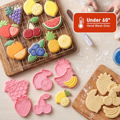 Cherry Cookie Cutters with Embosser Stamp 3D Printed PLA Fruit Shape 6 Inch Summer Cherry Theme Party Birthday Baking Supplies - color: Cherry, size: 6"