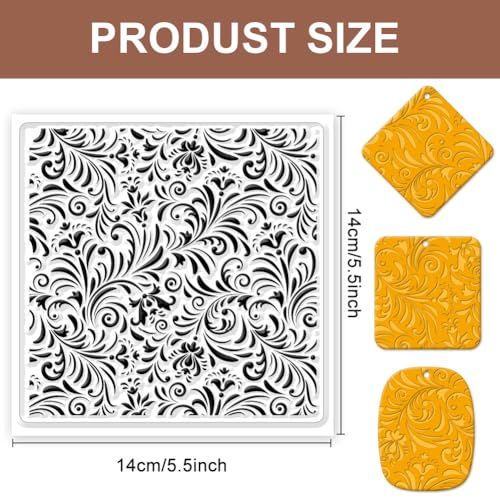 CHGCRAFT Fujiman Background Polymer Clay Texture Sheets, 5.5x5.5Inch - style: Vines