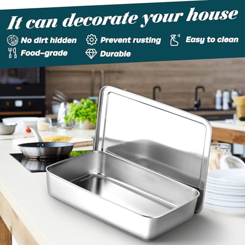 Tioncy 3 Sets Baking Stainless Steel Pan with Lid, 17/13/11 Inch - size: 17/13/11 Inch
