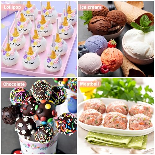 Cake Pop Molds Lollipop Cake Pop Kit Cake Pop Sticks and Wrappers Kit with 100Pc Cake Pop Sticks Candy Treat Bags Gold Twist Ties Meatball Scoop Ball Maker for Lollipop Candy Chocolate Cookie - color: Red