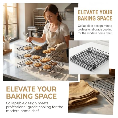 Detachable Collapsible Cooling Racks, Wire Cooling Rack Stackable Drying Rack for Bread Cookie Baking Candy Fruits (3-tier) - size: 3 TIER