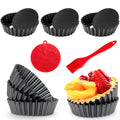 8 Pack Mini Tart Pans 4 Inch with Removable Bottom Round Nonstick Quiche Pan, 1.2 Inch Deep Mini Pie Pans with Oil Brush&Silicone Scrubber Heavy Duty for Baking Fruit Tarts, Dessert - color: 4-inch Set of 8