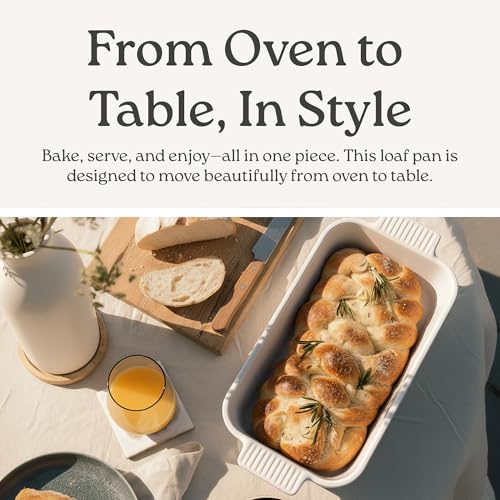 Rossallini Stoneware Loaf Pan for Bread Baking, Glazed, 1 lb, Oyster Grey - color: Oyster Grey