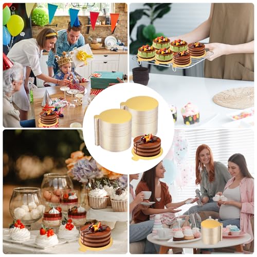 uxcell 300Pcs Mini Cake Boards 3.5" Cardboard Cake Base Round Paper Gold - color: Gold, size: 3.5 Inch