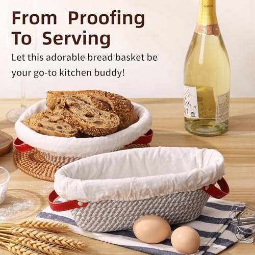 Banneton Bread Proofing Basket, Oval & Round Sourdough Bread Baskets Set