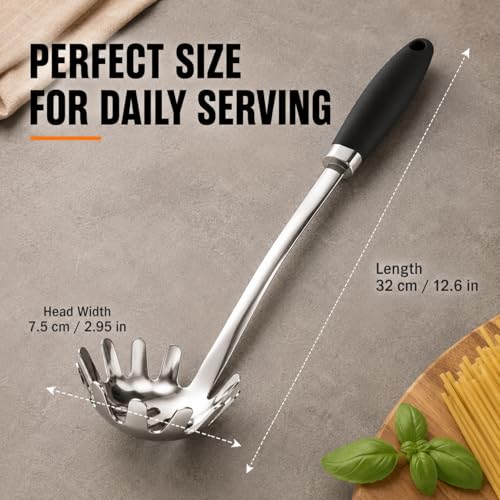 Stainless Steel Pasta Spoon, Spaghetti Server, Pasta Fork, Silver - color: B-Silver Pasta
