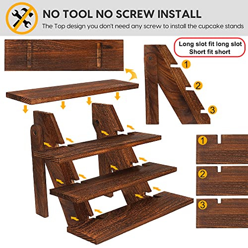 Manspdier Wooden Display Stand Wood Cupcake Stands Rustic Wood Risers
