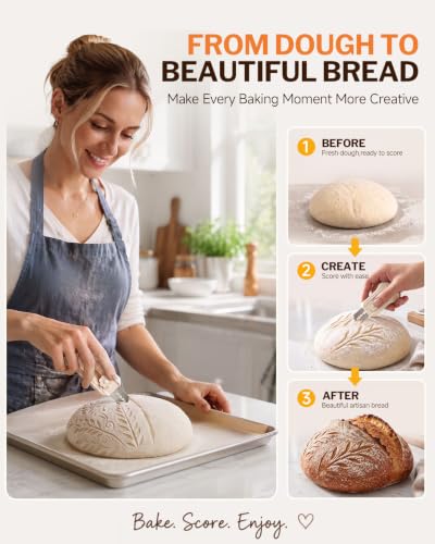 Bread Lame Sourdough Scoring Tool, Dual Sided Magnetic Bread Knife - color: Cream