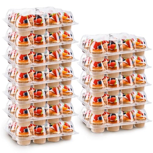 NPLUX 12 Count Cupcake Containers 6 Pack Clear Plastic Cupcake Boxes