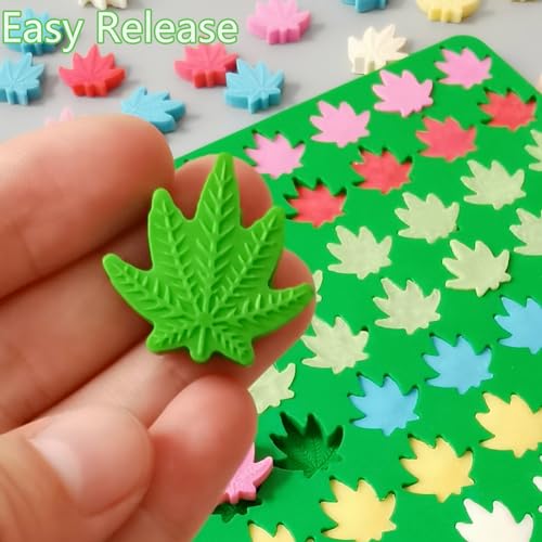 Leaf Silicone Molds For Chocolate Gummy Candy, Leaf Wax Melts Molds with Scraper (70 Cavities, Green) - color: Green