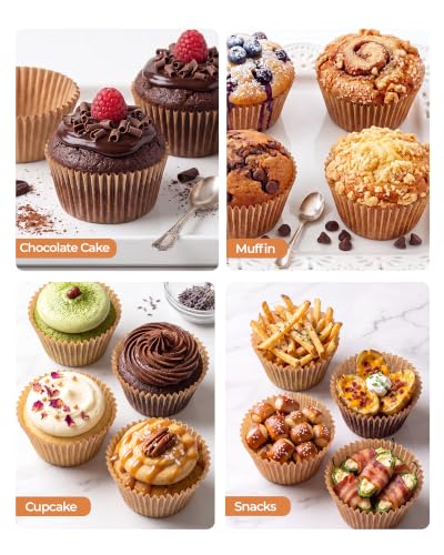 Bake Choice 100pcs Super Jumbo Cupcake Liners for Baking, EU 65GSM Paper - color: Natural, size: Super Jumbo Size