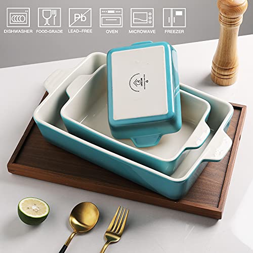 Sweejar Ceramic Bakeware Set, Rectangular Baking Dish for Oven Lasagna Pans for Cooking, Kitchen, Cake Dinner, Banquet and Daily Use, 11.8 x 7.8 x 2.76 Inches of Casserole Dishes (Gradient Blue) - color: Gradient Blue