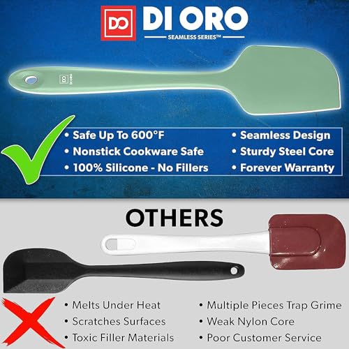 DI ORO Silicone Spatula Set - 600F Heat Resistant, 4-Pc Sage - color: Sage