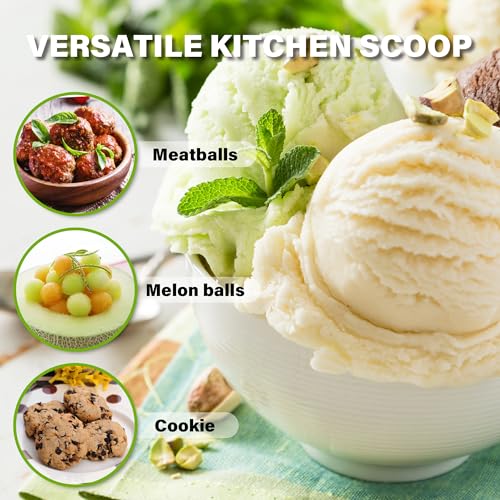 Ice Cream Scoop with Trigger, 6 Tbsp Cookie Scoop for Baking, 3 Oz Cookie dough Scooper, Large Ice Cream Scooper, Stainless Steel Portion Scoop, 90 ml - size: 6 tsp (70 mm)