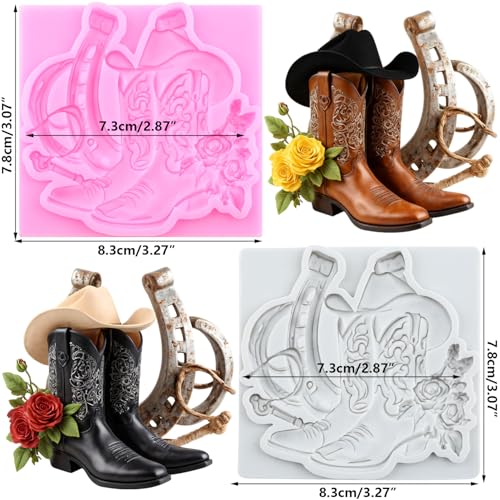 Horseshoe Hoof Fondant Molds Cowboy Boot Silicone Mold Set Of 2 - color: Style N