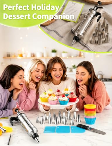 Dessert Decorating Syringe Set with Icing Piping Bags and Tips Set