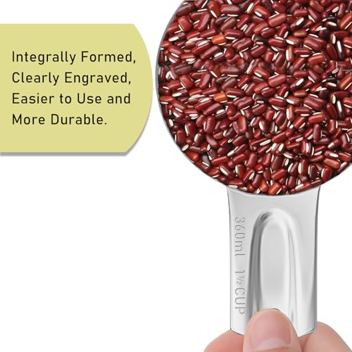 1PCS 1-1/2CUP(360ml) Measuring Cup, 18/8 Stainless Steel Measure Scoop - size: 1-1/2cup|360ml|12oz