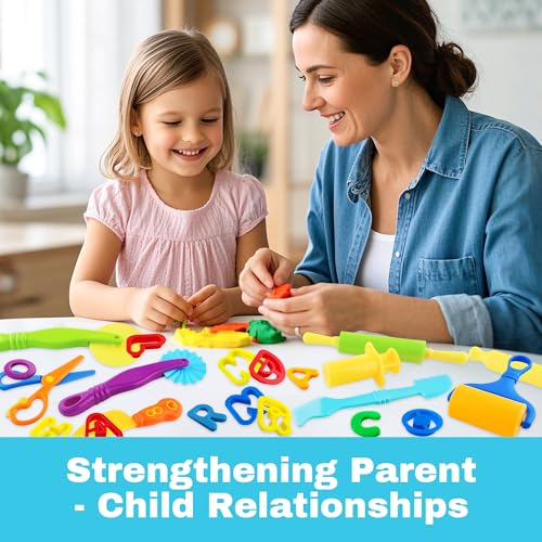 Dough Tools 35pcs Dough Tools Play for Kids Clay Accessories with Rolling Pins,Letter Cutters,Roller,Safety Scissors,Plastic Knife - color: Letter