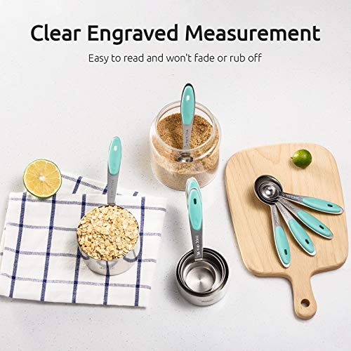 U-Taste Measuring Cups Spoons Set, 18/8 Stainless Steel, 10Pcs, Aqua Sky - color: Aqua Sky