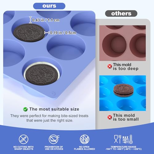 Round Silicone Molds, 2-Pack 2.1" Cylinder Chocolate Covered Cookie Mold