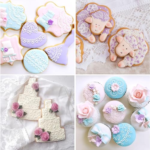 Ocmoiy Floral Molds for Chocolate & Fondant Cake Decoration, 6 Pack - style: Floral/rose/vine/lace