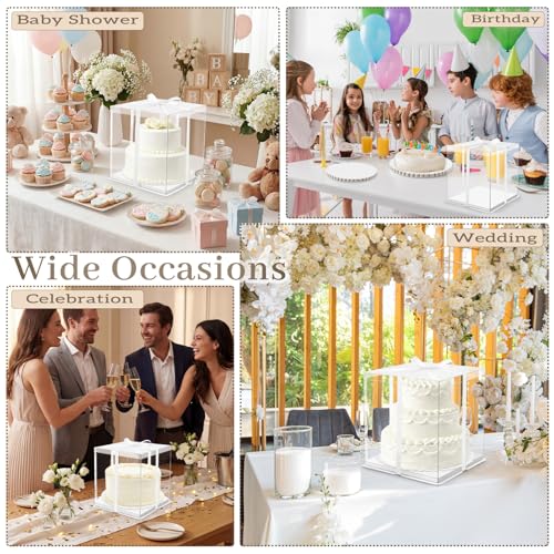 Watersay 6 Pack 12''x12''x13'' White Cake Box with Cake Boards and Ribbon - color: White, size: 12''x12''x13''