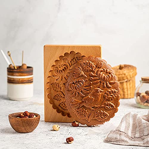 Carved Wooden Gingerbread Cookie Mold,3D Wooden Baking Mold Cookie Biscuit Press Stamp Molds,Cookie Cutter,Cookie Stamp,DIY Biscuit Stamp Mould for Halloween Thanksgiving Christmas(Raspberry) - color: Raspberry