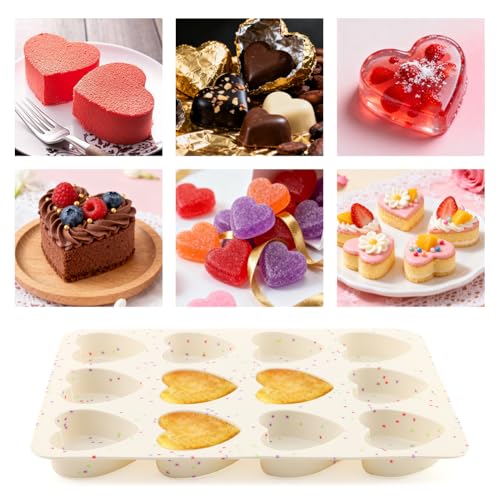 Heart Shaped Silicone Mold 2 Pack, 24 Cavity Mini Egg Bite and Baking Mold