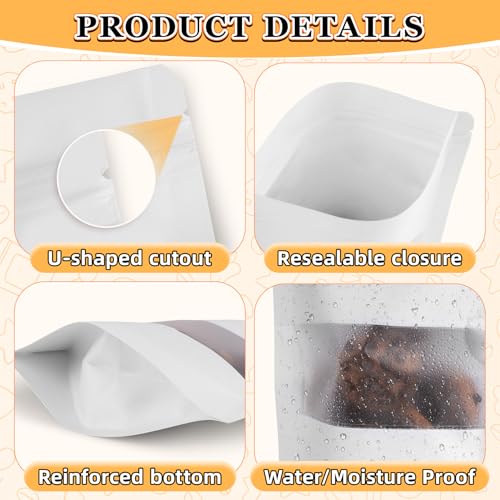 100 PCS Resealable Bags for Small Business, Trail Mix Bag|4.7x7.9in - color: White, size: 4.7x7.9in