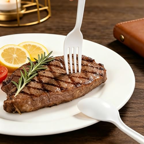 MOACOCK 500 Count Heavy Weight White Plastic Forks - color: White