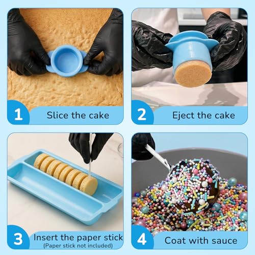 Cake Pop Mold Set with Tray, Round Cake Pop Cutter and Pusher, Large Capacity Two-Row ABS Tray, Non-3D Printed, Easy to Clean, Baking Molds for Home Baking, Birthday and Wedding Parties