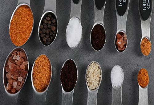 Magnetic Measuring Spoons Set of 6 Dual Sided Stackable Measuring Spoons - color: Black
