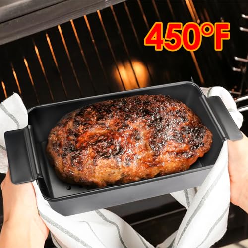 Meatloaf Pan with Drain Tray, Nonstick Baking Loaf Pan with Insert 9 x 5 Inches Loaf Pans for Baking Bread and Meat, 2-Piece Set, Black - color: Black