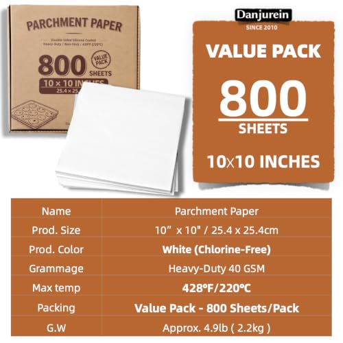 White 10x10 Parchment Squares, 800pcs Air Fryer & Baking - color: White, size: 10×10 - 800 Sheets