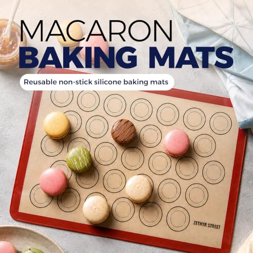 Macaron Baking Mat Silicone Non Stick, Half Sheet Reusable Pack of 4 Red - color: Macaron Baking Mats Red, size: 1/2 Size Pack of 4