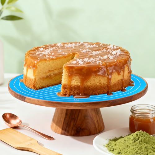 4 Pcs Silicone Baking Mat, 12 Inch Round Silicone Cake Mat, Non-Stick Heat Resistant Reusable Cookie Mat with Measurements for Baking Pizza Pan Rolling Dough Pastry