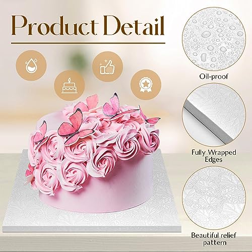 Dandat 36 Pcs Square Cake Boards, 1/2 Inch Thick Foil Covered Base, Sturdy Fully Wrapped Edges Square Cake Drum for Christmas Holidays Wedding Party(12 Inch,White)