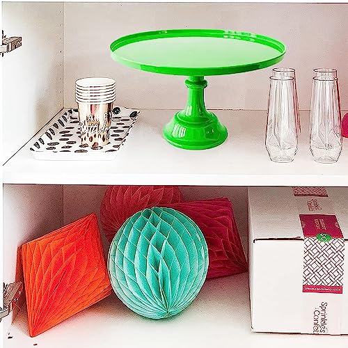11-Inch Green Melamine Cake Stand Pedestal Reusable Dessert Party Display - color: Green