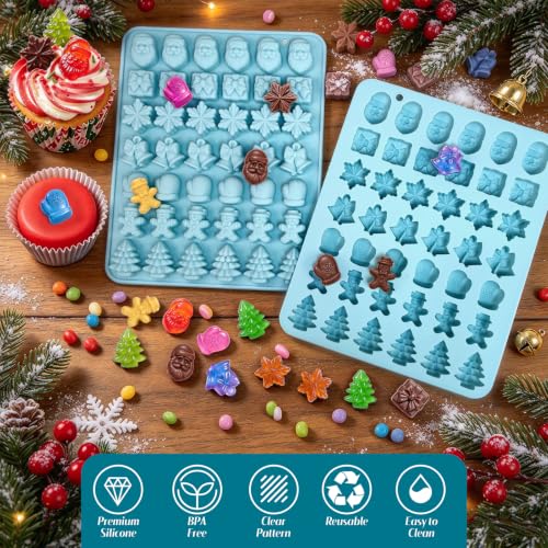 2Pcs Christmas Chocolate Molds, 84-Cavity Mini Christmas Silicone Molds - color: Blue(Christmas)