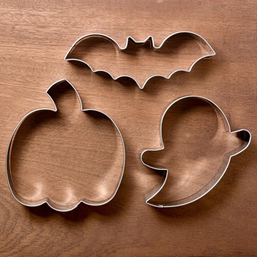 LILIAO Halloween Cookie Cutter Set, 3-pc, Pumpkin, Bat, Ghost
