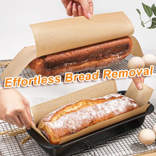 Webake Unbleached Parchment Paper Large Loaf Pan Liners for 13" x 5" Long Baking Bread, Original Precut, Non Toxic 100 Pcs - color: Brown 13x5