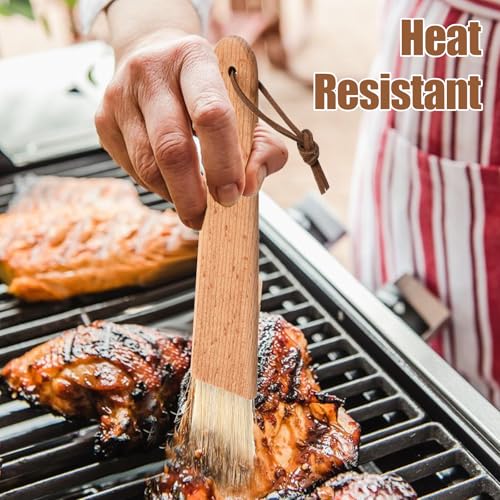 Pastry Brush with Beech Wood Natural Boar Bristle for Cooking - size: 7.48 x 1.57 inch