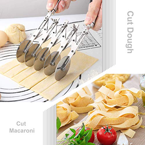 Star Brand Pastry Cutter with Grinder Spaghetti Dough Roller Knife Stainless Steel Pizza Slicer Pasta Wheeling Attice Roller Adjustable Dough Divider with Handle - size: 1 Count (Pack of 1)