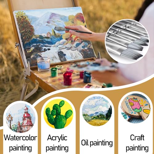 Transon Artist Paint Brush Set of 12 for Watercolor Acrylic Gouache Oil and Tempera Painting (Pack of 2) - size: Grey 12PCS (Pack of 2)