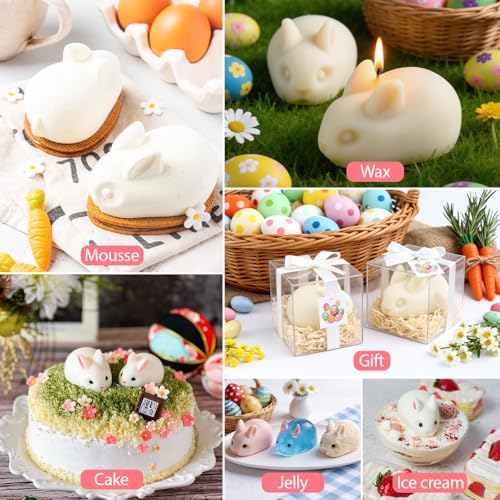 MEMOVAN 3D Easter Bunny Silicone Mold 6 Cavity Silicone Rabbit Mold Easter Rabbit Chocolate Mould for Baking Rabbit Shape Mousse Cake Jelly Dessert Fondant Cheesecake Soap Ice Cube Tray - color: Rabbit
