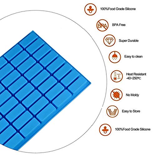 Mity rain 40 Cavities Rectangle Silicone Mold - Caramel Candy Trays Molds for Chocolate Truffles, Ganache, Jelly, Praline, Ice Cube Tray, Gummy(blue) - color: 1PC