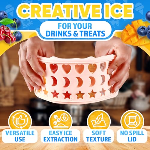 Cute Ice Cube Tray with Lid, 24 Cavities, Flexible Silicone